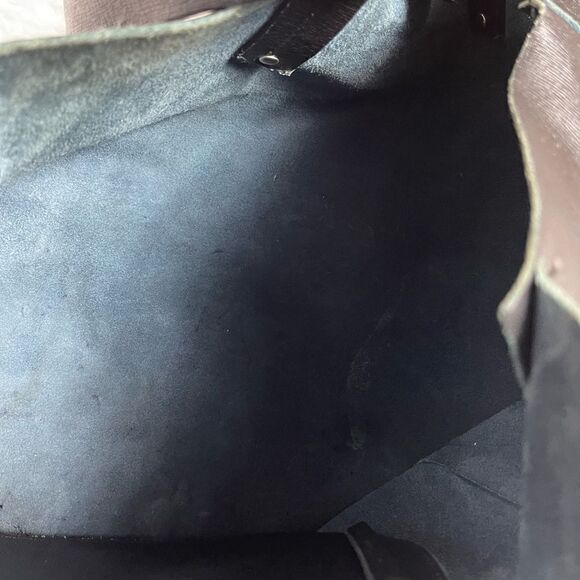 Pulicati made in Italy leather black extra large tote silver tone accent. - Picture 9 of 12